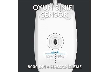 LOGITECH G G102 Lıghtsync Oyuncu Mouse Beyaz 910-005824