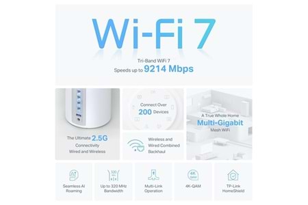 TP-LINK DECO BE65 BE9300 WIFI7 EV OFİS TİPİ MESH ROUTER 2-li paket