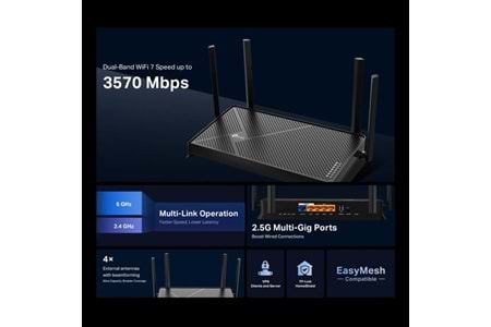 TP-LINK BE230 WIFI-7 BE3600 DUAL BAND EV OFİS TİPİ ROUTER