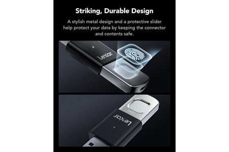 LEXAR 256GB JUMP DRIVE FINGERPRINT F35 PRO LJDF35P256G-RNBNG USB 3.2 BELLEK