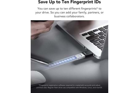 LEXAR 256GB JUMP DRIVE FINGERPRINT F35 PRO LJDF35P256G-RNBNG USB 3.2 BELLEK