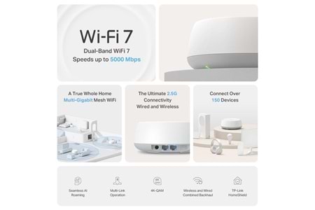 TP-LINK BE25 BE5000 WIFI7 EV OFİS TİPİ MESH ROUTER 3-lü paket