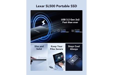 LEXAR 2TB SL500 LSL500X002T-RNBNU USB 3.2 SSD HARİCİ DİSK
