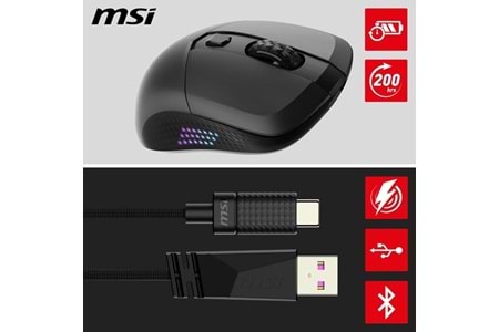 MSI GG VERSA 300 ELITE 26000dpi Kablosuz Bluetooth 5.3 Usb 2.0 Kablosuz Mouse
