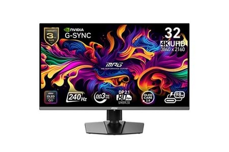 MSI 31.5 MPG 322URX QD-OLED 3840X2160(UHD) 16:9 FLAT 240HZ 0.03MS ADAPTIVE-SYNC GAMING MONITOR SİYAH