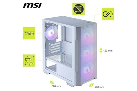 MSI MAG FORCE M100R WHITE GAMING MICRO-TOWER PC KASASI BEYAZ