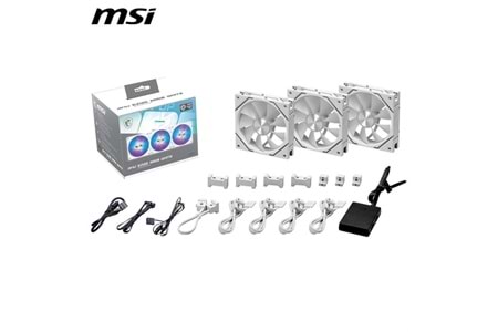 MSI MPG EZ120 ARGB-W KASA FANI+KONTROL ÜNİTESİ BEYAZ 3-lü paket 