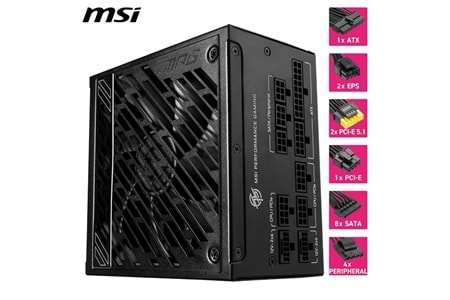 MSI 1000W 80+ GOLD MPG A1000GS PCIE 5.1 TAM MODÜLER POWER SUPPLY