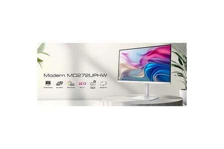 Msı 27 Modern Md272uphw 3840X2160 (Uhd) 16:9 Flat Ips 60Hz 1Ms Adaptıve-Sync Pıvot Type-C Monıtor