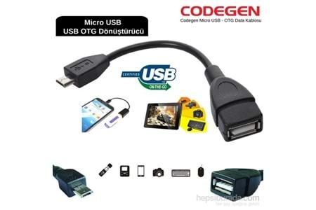 Codegen Micro USB 2.0 Tablet ve Akıllı Telefon USB Dönüştürücü Çevirici OTG Kablo