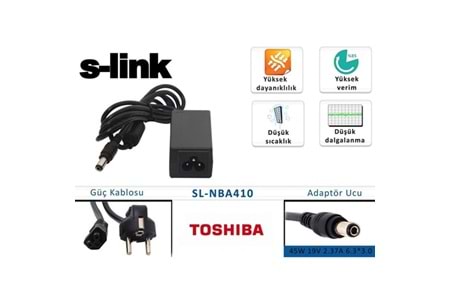S-link SL-NBA410 45W 19V 2.37A 6.3*3.0 Toshiba Notebook Standart Adaptör
