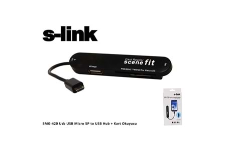 S-link SMG-420 Usb USB Micro 5P to USB Hub + Kart Okuyucu
