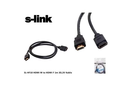 S-link SL-HF10 HDMI M to HDMI F 1m 3D,3V Kablo