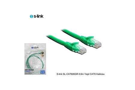 S-link SL-CAT606GR 0.6m Yeşil CAT6 Patch Kablosu