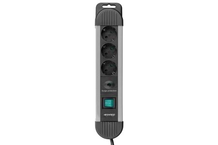 S-LINK Swapp SPGKS03 1.5m 3G1.5mm2 900 Joule 3-lü Akım Kor. Gri Priz Çoklayıcı