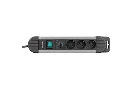S-LINK Swapp SPGKS03 1.5m 3G1.5mm2 900 Joule 3-lü Akım Kor. Gri Priz Çoklayıcı