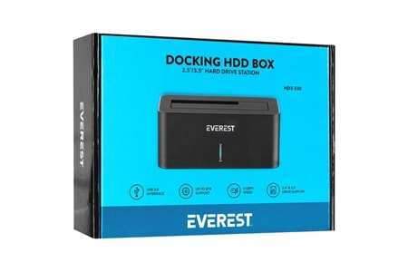 Everest HD3-530 2.5''/3.5'' USB3.0 6Gbps/UASP 4TB/6TB/8TB Docking Harddisk Kutusu