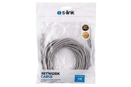 S-link SL-CAT05 RJ-45 5m Gri Cat5 Patch Kablo