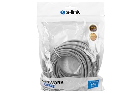 S-link SL-CAT10 RJ-45 10m Gri Cat5 Patch Kablo