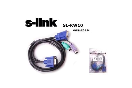 S-link SL-KW10 VGA F TO VGA+2PS2 M KWM 1.5m Kablosu