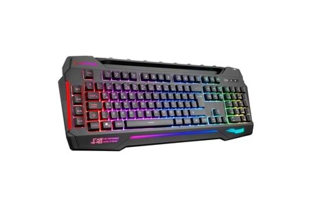 Rampage KB-R63 STAGE Siyah 4 Makro Fonksiyon Sese Duyarlı Işıklı Rainbow Q USB Ses Mik Çıkışlı Oyuncu Klavyesi