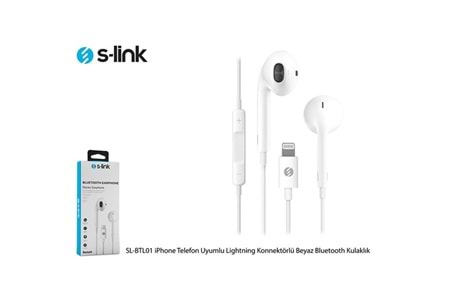 S-LINK SL-BTL01 Beyaz iPhone Telefon Uyumlu Lightning konnektörlü Bluetooth Kulaklık