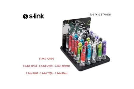 S-link SL-STK10 30'lu stand set 8*Beyaz + 8*Siyah + 5*Krımızı 3*Mor + 3*Mavi + 3*Yeşil Kulak İçi Mikrofonlu Kulaklık