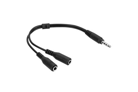 Hytech HY-X77 Siyah Audio + Mic to 3,5mm 0.15m Kulaklık Çevirici
