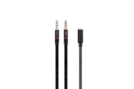 Hytech HY-X78 Siyah 3.5mm to Audio + Mic 0.15m Kulaklık Çevirici
