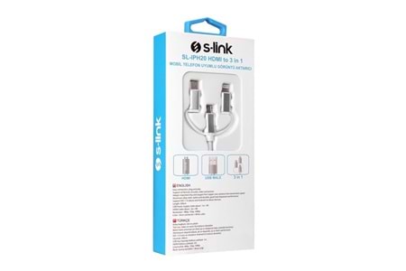 S-LINK SL-IPH20 2metre HDMI to 3 in 1 Görüntü Aktarıcı Kablo Mobil Telefon Uyumlu	