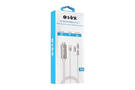 S-LINK SL-IPH20 2metre HDMI to 3 in 1 Görüntü Aktarıcı Kablo Mobil Telefon Uyumlu	