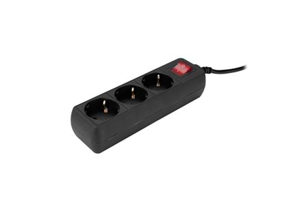 S-link SPG3-X-3 1.5m 3Lü Akım Kor.Kutu Siyah Priz