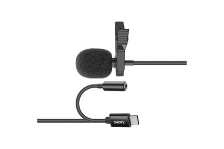 Snopy SN-MTK45 Siyah TypeC Tik-Tok Akıllı Telefon Kulaklık Çıkışlı Yaka Mikrofonu