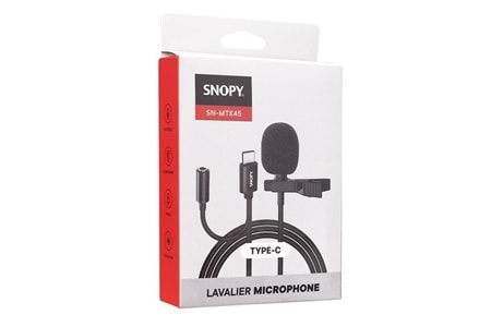 Snopy SN-MTK45 Siyah TypeC Tik-Tok Akıllı Telefon Kulaklık Çıkışlı Yaka Mikrofonu
