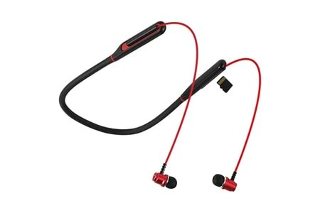 Asonic AS-XBK65 Kırmızı Boyun Askılı Mıknatıslı Bluetooth TF Kart Spor Kulak içi Kulaklık
