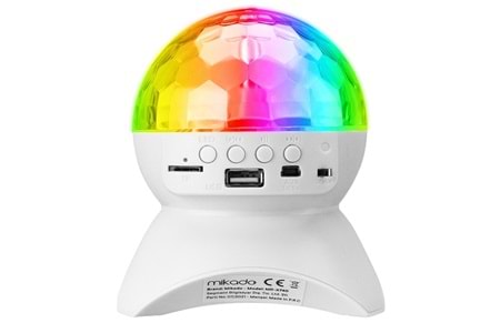 Mikado MD-X740 Beyaz Şarjlı BT-TF Cart-USB Tavan Led Işıklı Disko Topu Speaker Hoparlör