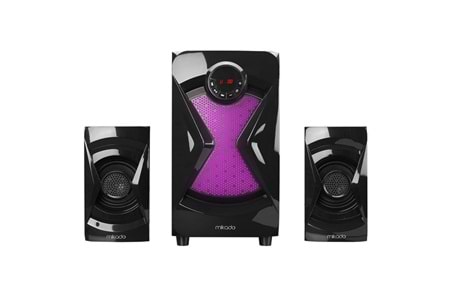 Mikado MD-370BT 2+1 38W Siyah BT/AUX/USB/FM/LED Işıklı Multimedia Speaker