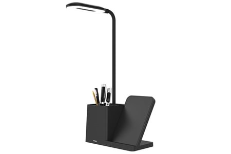 S-LINK SL-M9054 Siyah TypeC 15W Kablosuz Şarj Cihazı Kalemlikli Masa Lambası