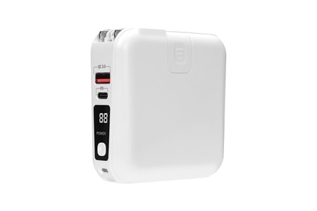 S-link G150 15000mAh Lightning+Type-C Kablolu Powerbank Beyaz PD22.5W LCD AC Prizli Taşınabilir Pil Şarj Cihazı