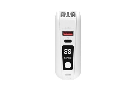 S-link G150 15000mAh Lightning+Type-C Kablolu Powerbank Beyaz PD22.5W LCD AC Prizli Taşınabilir Pil Şarj Cihazı