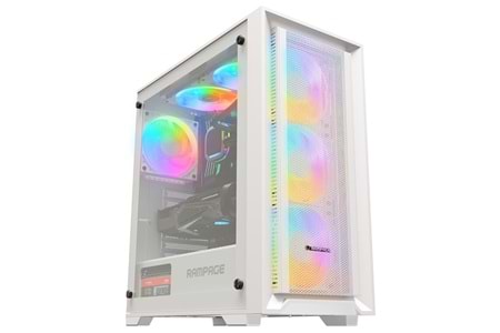 RAMPAGE 750W 80+ BRONZE VOYAGER 4-RGB FANLI GAMING MID-TOWER PC KASASI BEYAZ