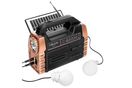 Mikado MDR-325 Ahşap USB- TF Destekli FM/AM/SW/BT+SOLAR+Power Bank 3 Band Klasik Radyo