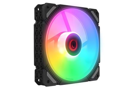 Rampage CROSS F20 38CFM 1200RPM 12cm Rainbow 3P+4P Molex Soketli Siyah Kasa Fanı