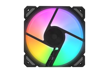 Rampage CROSS F20 38CFM 1200RPM 12cm Rainbow 3P+4P Molex Soketli Siyah Kasa Fanı