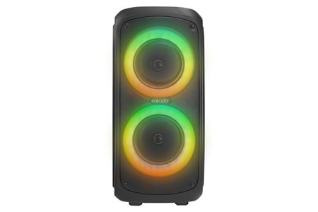 MIKADO MD-11BT Siyah 20*2 40W RGB Işıklı Kablosuz Mikrafonlu Taşınabilir Speaker Hoparlör