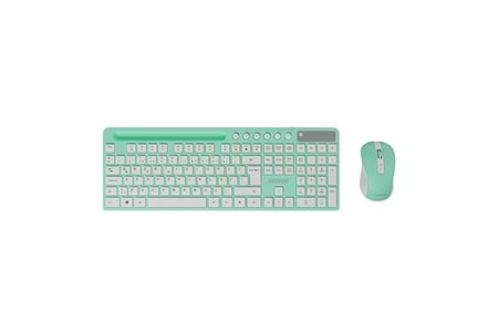 EVEREST KM-730 Yeşil/Beyaz Kablosuz Q Multimedia Klavye + Mouse Set