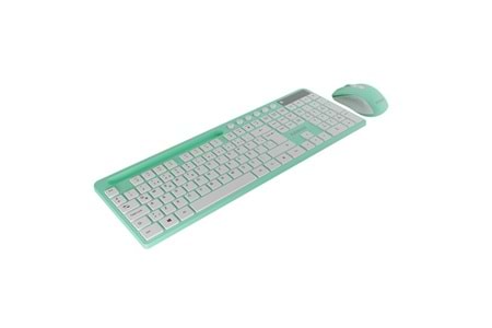 EVEREST KM-730 Yeşil/Beyaz Kablosuz Q Multimedia Klavye + Mouse Set