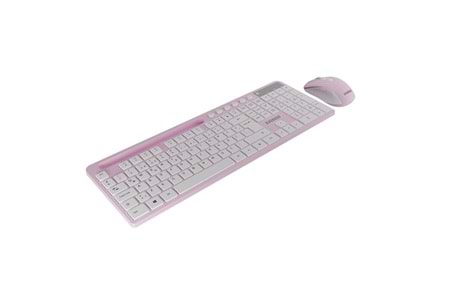 Everest KM-730 Pembe/Beyaz Kablosuz Q Multimedia Klavye + Mouse Set