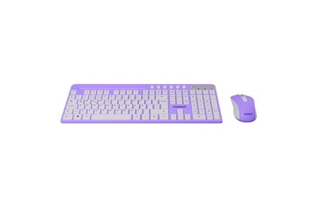Everest KM-730 Mor/Beyaz Kablosuz Q Multimedia Klavye + Mouse Set