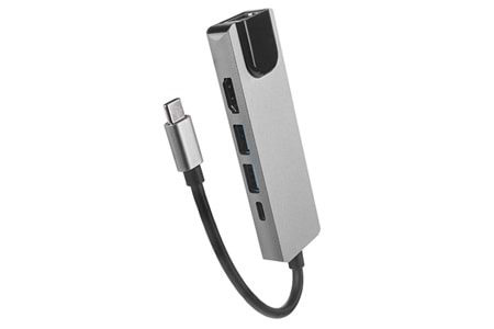 HYTECH HY-USBC80 4K@30Hz Gri Metal 2xUSB3.0 1xHDMI, 1xPD Gigabit Type C Adaptör